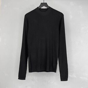 NWT BLK DNM Sweater 84 Extra Fine Merino Wool Rib Knit Mock Neck Sweater Men's L